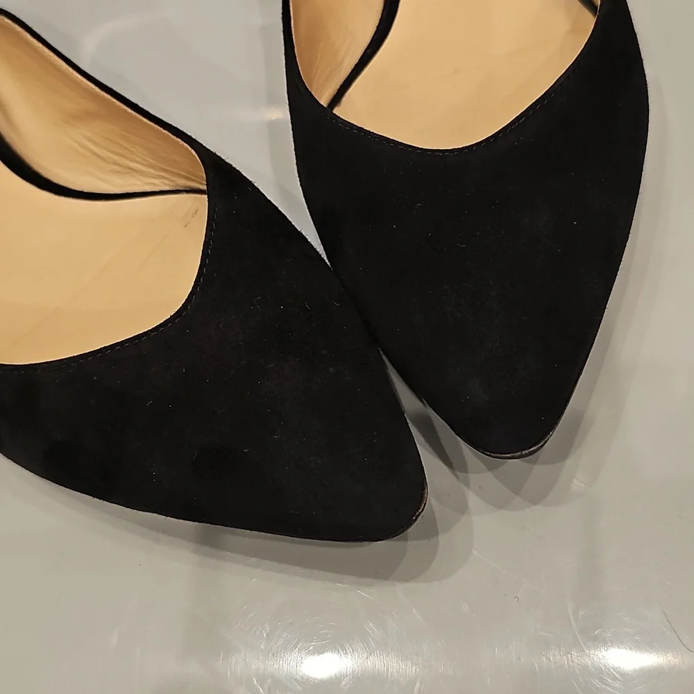 CHLOE Black Suede Classic Scalloped Flats Sz EU 39